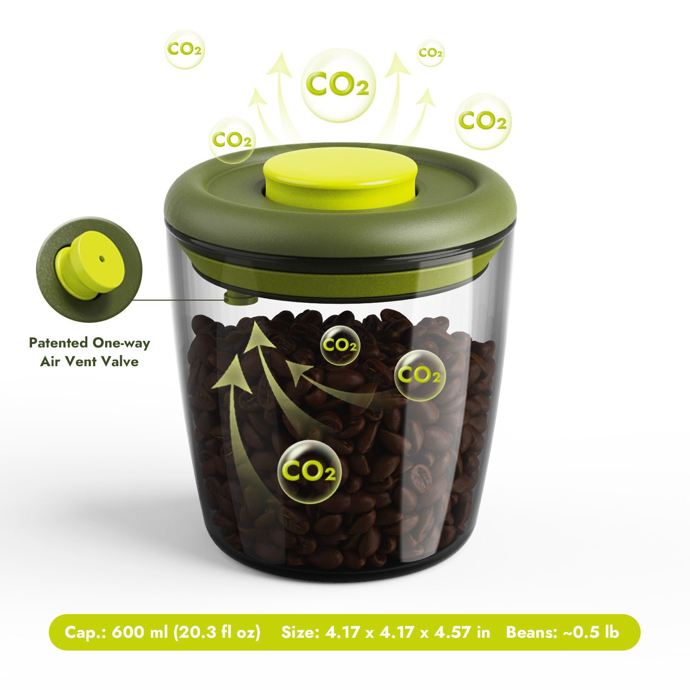 iKoffy Coffee Canister - Ideal for everyday coffee or tea storage, offering the perfect balance between size and capacity.