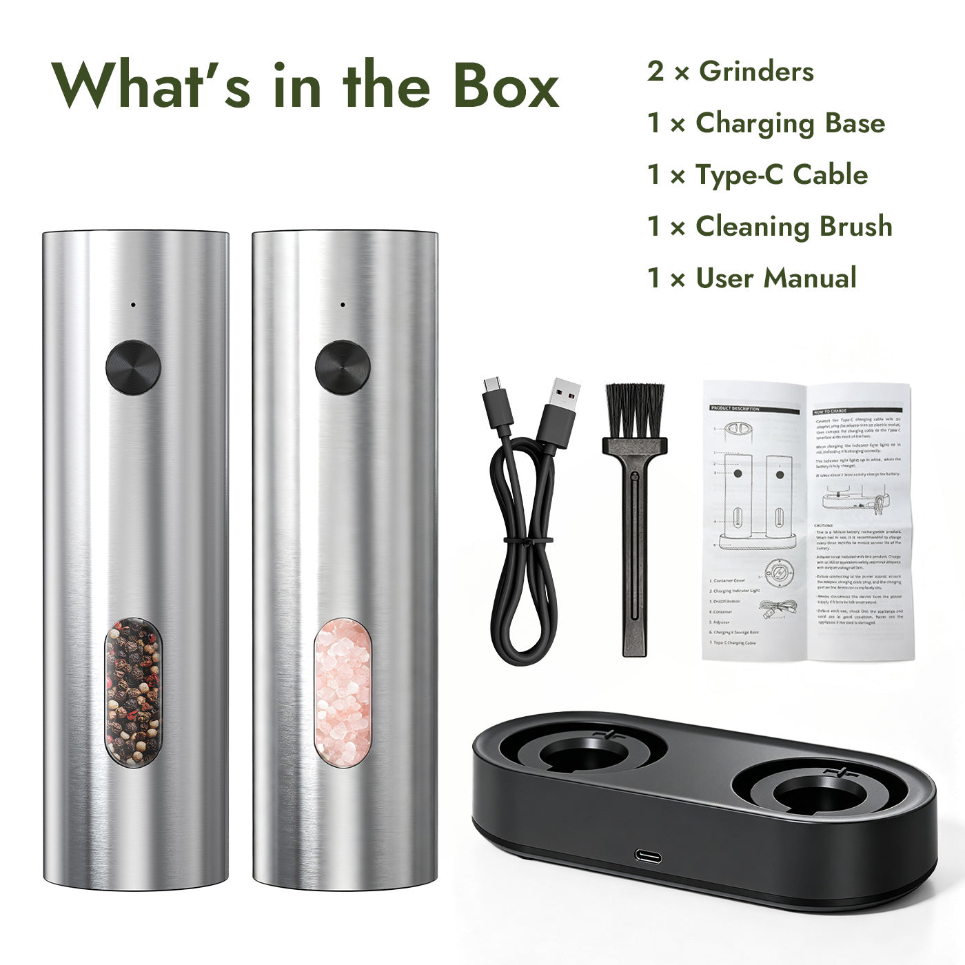 Electric Salt and Pepper Grinder Set