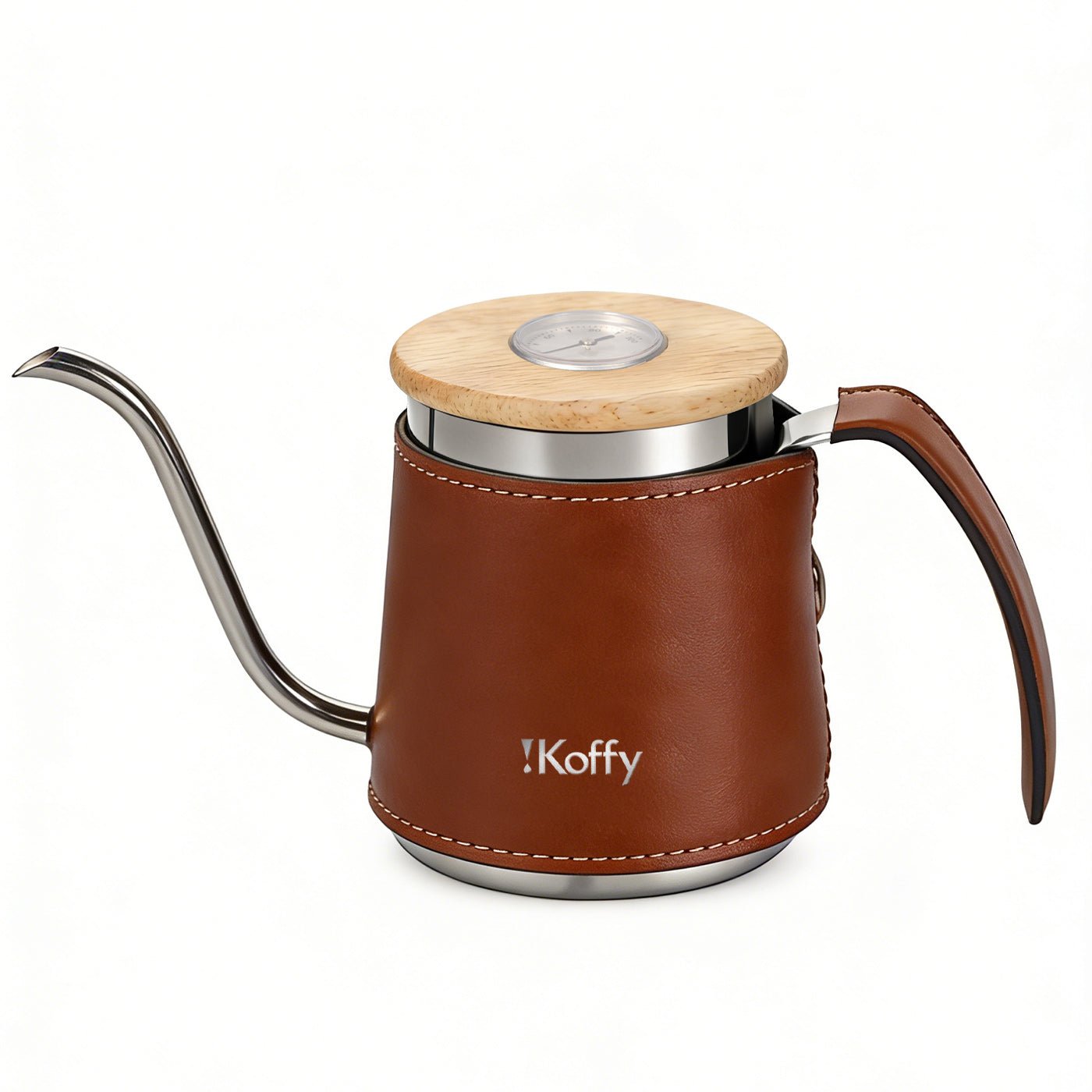 iKoffy Premium Leather Sleeve Pour-Over Kettle-12oz, 304SUS