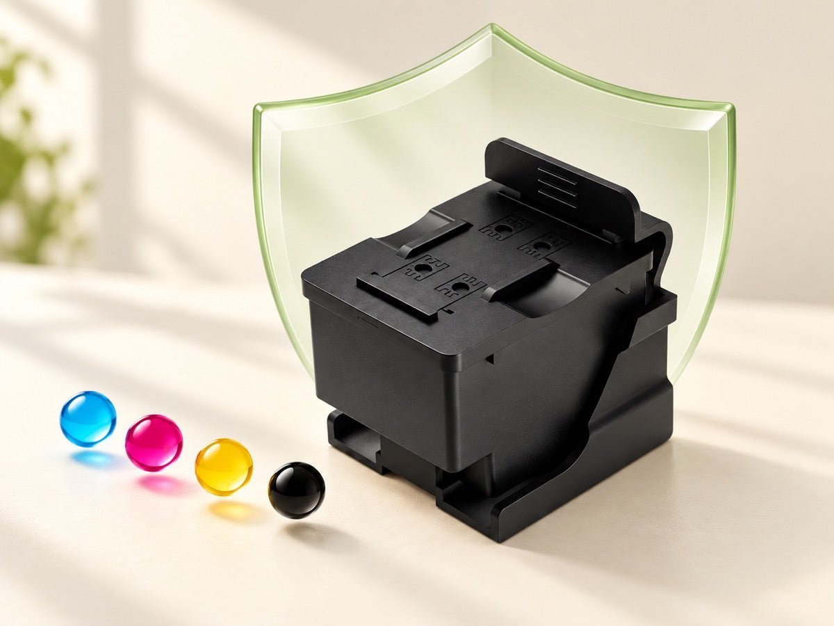 Illustration of an EdiBot Ink Pod with CMYK color drops.