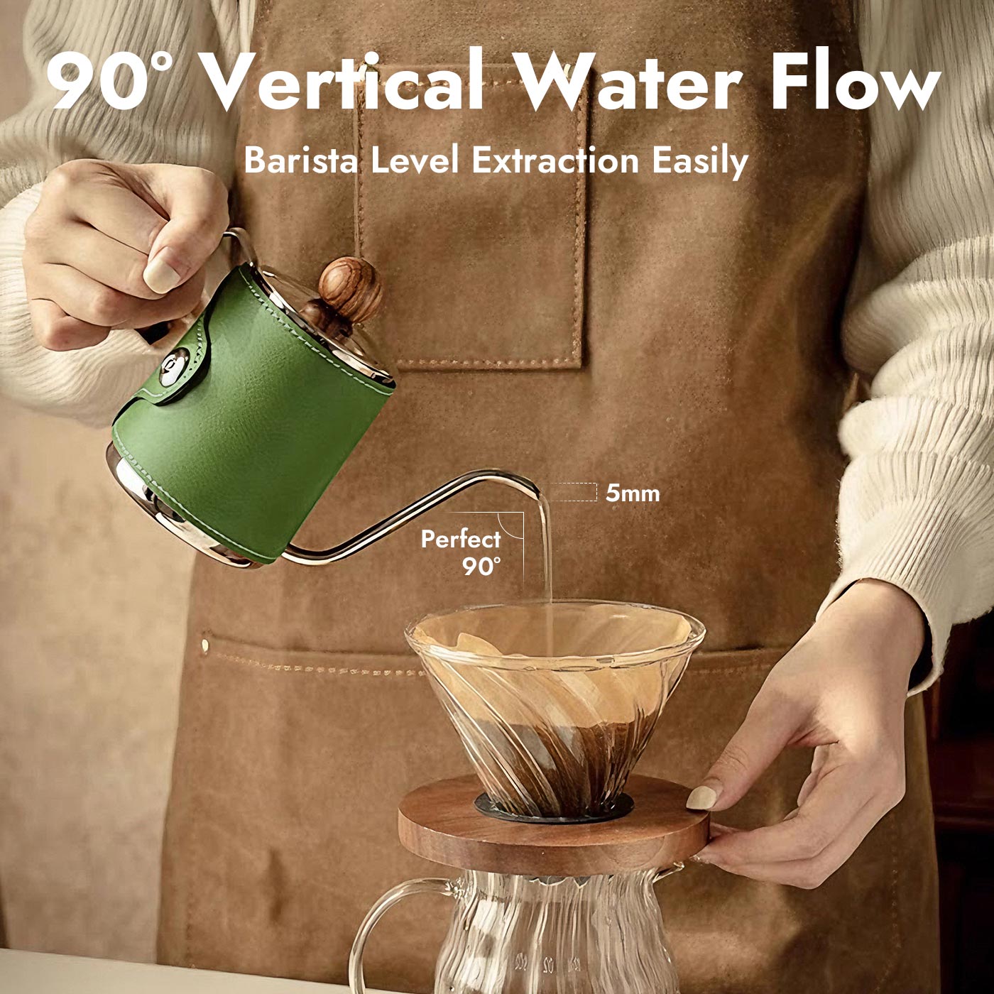 iKoffy pour over kettle​ kettle with ergonomic design and gooseneck spout for barista-quality brewing