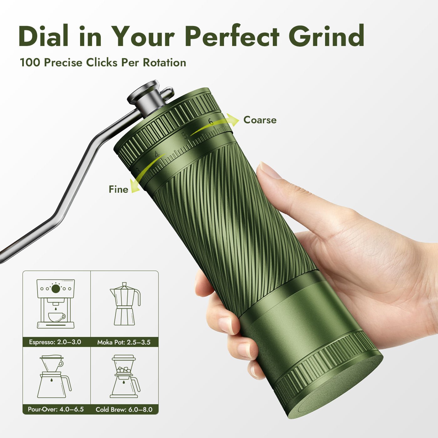 iKoffy AeroGrind DLC 440 Hand Coffee Grinder