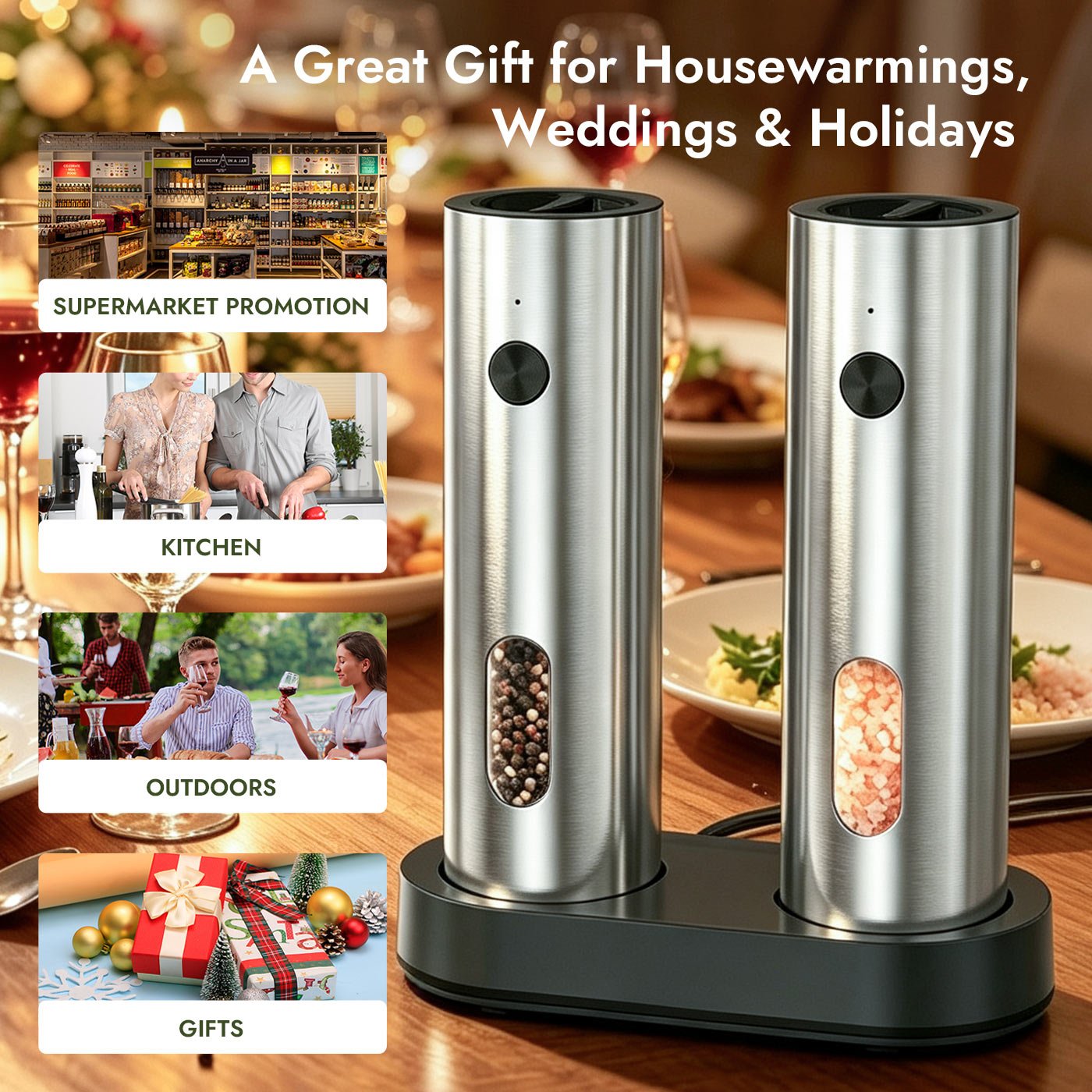 Electric Salt and Pepper Grinder Set