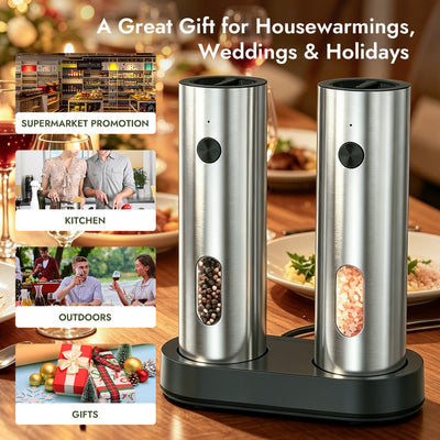 Electric Salt and Pepper Grinder Set
