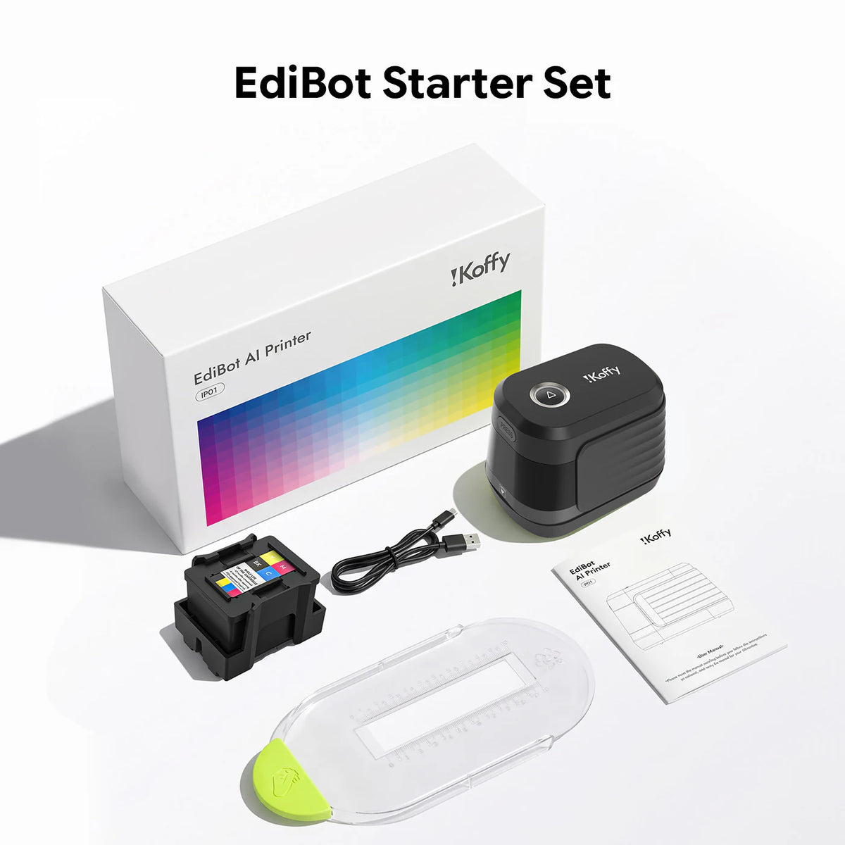 iKoffy EdiBot Starter Set in black with packaging and accessories