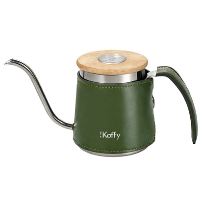 iKoffy Premium Leather Sleeve Pour-Over Kettle-12oz, 304SUS